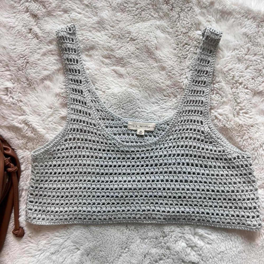 LA Hearts Light Blue Crochet Crop Top | Size XS